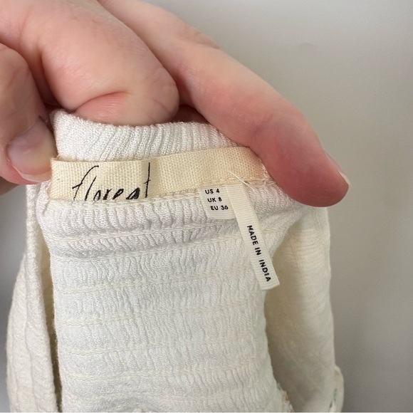 Anthropologie Floreat Itzel Boho Embroidered Halter Top Shimmer Stripes Tassels - Picture 6 of 8